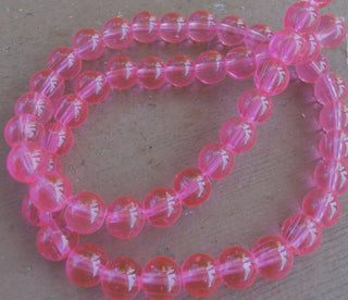 Glass  Rounds *Pink Oh Pink!  Rounds 8mm (16" Strand approx 65 beads)