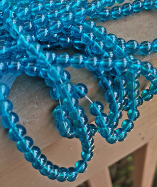Glass  Rounds *Tempting Teal Blue!  Rounds 8mm (16" Strand approx 65 beads)