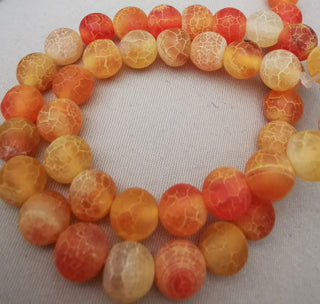 Agate "Weathered"  (8mm rounds) 15.5" strand.  approx 43 beads.  Dark Orange
