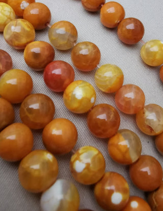 Agate (8 mm Rounds) Crackle Agate in Deep Yellow-Orange  (16" strand)