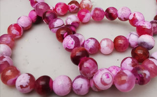 Agate (Faceted Rounds) Fire Agate in Hot Pink/ White  (16" strand)  See Drop Down for Size Options