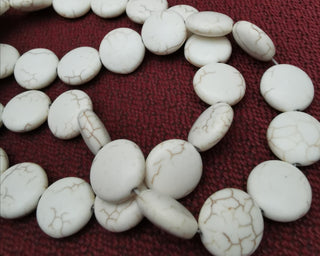 Howlite (16x 6 x 7mm coins)  *Tan & Cream Tones   15.5" strand (approx 24 beads)