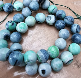 Fire Agate (Greens/ Blues) (See drop down for size options) (16" Strand.)