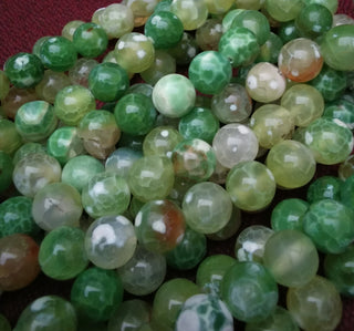 Agate (Faceted Rounds) Fire Agate in Yelllow/ Green  (16" strand) (*See drop down for size options)