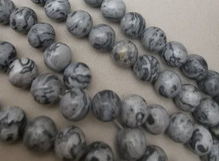 Jasper ( Picasso - Shades of Grey)    16" Strand ( See Drop Down for Size Options)