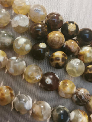 Fire Agate (rounds) 15.5" strand.  Natural.  *See Drop Down for Size Options.