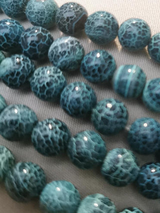 Fire Agate (8mm rounds) 15.5" strand.  approx 47 beads.  Fire Agate *Sharp Sea Green