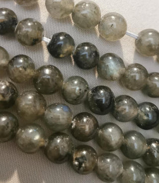Labradorite (Round) *Paler with Flashes 8 mm (16"Strand.  Approx 50 Beads)