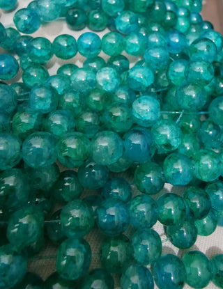 Glass (Crackle) Rounds *Two Tone Teals  Round  (8mm)