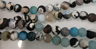 Agate Frosted Blue Round (8mm rounds) 15.5" strand.  approx 43 beads.