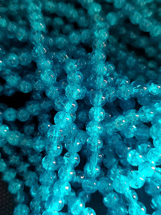 Glass (Crackle) Rounds *Sharp Blue  Round  (See Drop down for Size Options)