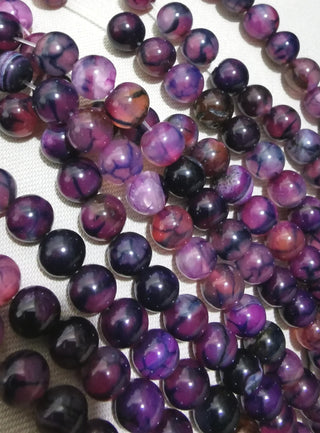 Agate (8 mm Size Rounds) Dragons Vein in Purples (16" strand- Approx 50 Beads)