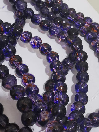 Glass Beads (Round) 6mm Purple *Hints of Orange/White (16" Strand)  *approx 60 Beads
