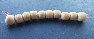 African Recycled Glass Round Beads (Sand Cast) (Matt Yellow) Approx 8mm diam.  10 Beads