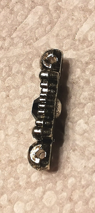 Metal Two Hole Spacer with Black Rhinestone Insert.  (packed 3).20 x 8mm.   Holes 1mm