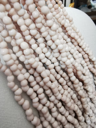 Glass Indonesian / Bali Beads.  *Recycled Glass.  Imperfect Rounds approx 5mm size (Approx 140 Beads)  Organic Softest Sands color.