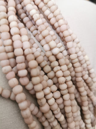 Glass Indonesian / Bali Beads.  *Recycled Glass.  Imperfect Rounds approx 5mm size (Approx 140 Beads)  Organic Softest Pink Sands color.