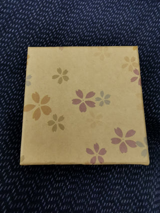 Cardboard Jewelry Box.  (Natural Tan with Floral Pattern). 3.5" x 3.5"