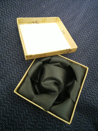 Cardboard Jewelry Box.  (Natural Tan with Floral Pattern). 3.5" x 3.5"