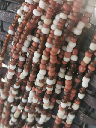 Glass Indonesian / Bali Beads. (Browns Mix) Size 6 Seed Bead Size.  40 inch strand.  Approx 400 beads/ strand