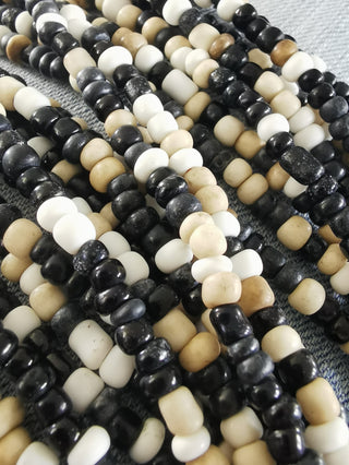 Glass Indonesian / Bali Beads. (Neutral Mix) Size 6 Seed Bead Size.  40 inch strand.  Approx 400 beads/ strand