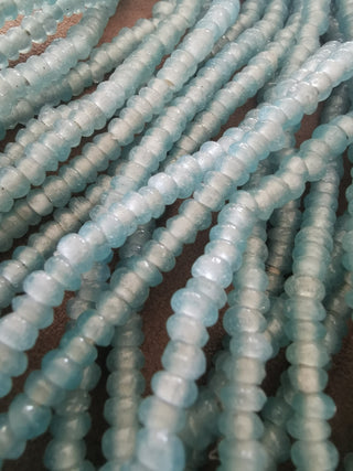 Glass Indonesian / Bali Beads.  *Recycled Glass. (Water Blue) Rondelle/disc shape.    5 x 2.5mm.  approx 185 beads .