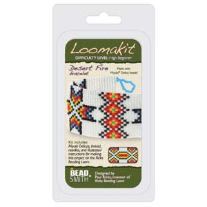 Loomakit Kit- Desert Fire Bracelet.  (Kit Includes Miyuki Delica Beads, thread, Needles and Illustrated Instructions for use on the Ricks Beading Loom)