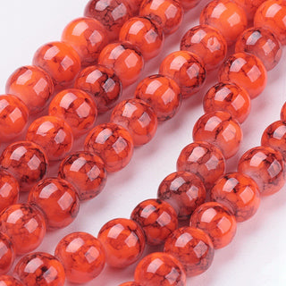 Glass Beads (Orangy-  Red Round 6mm) (See Drop Down for Size Options) *Looks like little Berries!