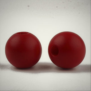 Painted Natural Wood European Beads, Large Hole Beads, Round, Rich Red, 16x15mm, Hole: 4mm.  *15 Beads