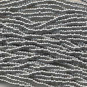 6/0 Czech  (BRIGHT SILVER)  6 String/Hnk -Approx 71 Grams - Mhai O' Mhai Beads
