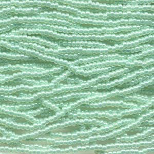 6/0 Czech (LIGHT GREEN CEYLON)  6 String/Hnk -Approx 70 Grams - Mhai O' Mhai Beads
