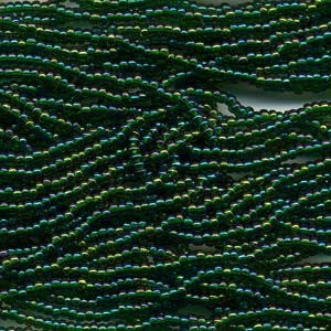 6/0 Czech (GREEN TRANSPARENT AB)  6  String/Hnk -Approx 68 Grams - Mhai O' Mhai Beads
