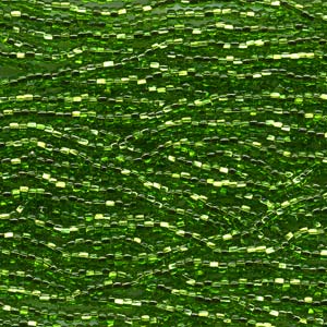 8/0 Czech (LIGHT GREEN S/L SILVER LINED) 6 String/Hank  *Approx 35 gr