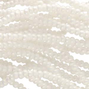 Seed Bead (Czech 6/0)  Round.  (Opaque White Luster)  Approx 72 Grams per hank.