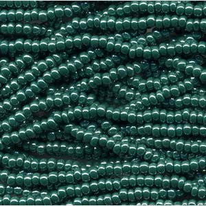 6/0 Czech (DARK GREEN OP LUSTER )  6  String/Hnk -Approx 72 Grams - Mhai O' Mhai Beads

