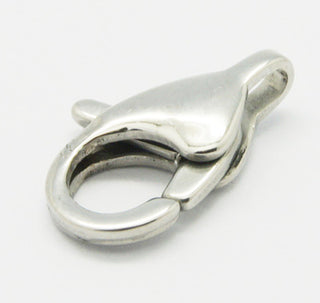316 Surgical Stainless Steel Lobster Claw Clasps, Grade A, Stainless Steel Color, 13x8mm.  *Packed 2 Clasps.