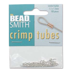 Crimp Tubes (1.5mm x 1.5mm)   Silver-Plated  (100 pieces)