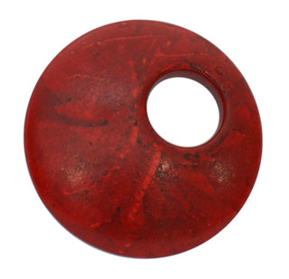 Howlite Pendants, Red, Flat Round, Red, 44~45mm, Hole: 14mm.  Sold Individually.