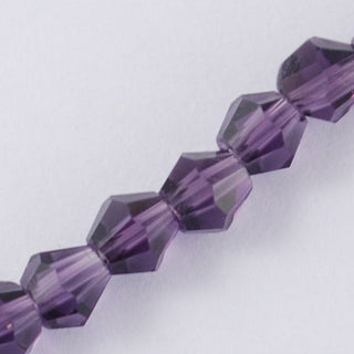 Faceted Bicone Glass Beads Strands, Purple, 2x3mm, Hole: 0.5mm; about 100pcs/strand, 7.5" strand.