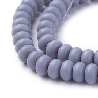 Opaque Solid Color Glass Beads Strands, Rondelle, Light Steel Lilac, 8x 4mm, Hole: 1.5mm, *Approx 90 Beads.