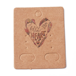 Earring Display Card (Cardboard) *With "Follow Your Heart" Art Heart Design.  50x40x0.3mm, Hole: 5.3mm  *Packed 50 cards.  (See Drop Down for Cardstock Options)