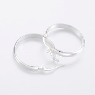 304 Stainless Steel Hoop Earrings, Hypoallergenic Earrings, Silver Color Plated, 26x25x4mm, Pin: 1x0.8mm.  (Sold by the Pair)