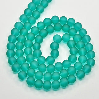 Glass Frosted Beads Round (See Glass Teal Green)  15" strand (See Drop Down for Size Options)