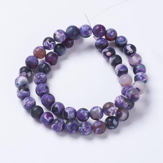 Agate (8 mm Size  Rounds) Gorgeous Purples Frosted. (16" strand)