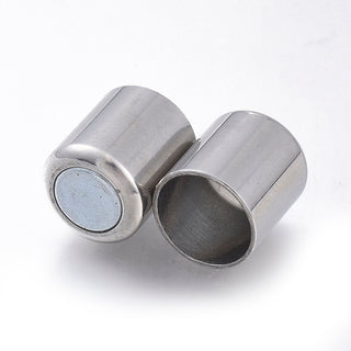 304 Stainless Steel Magnetic Clasps, Column, Stainless Steel Color, 20x9x9mm, Hole: 8mm Sold Individually