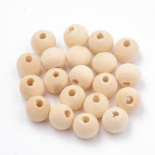 Unfinished Natural Wooden Beads s, Round  *See Drop Down for Size Options.