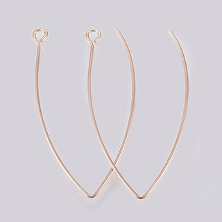Stainless Steel Ear WIres. (Rose Gold Color).  41 x 22mm, Hole: 2.5 mm; Pin: 0.8mm.  (Packed 1 Set- 2 Ear Wires).