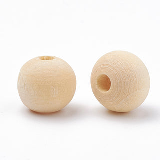 Unfinished Natural Wooden Beads s, Round  *See Drop Down for Size Options.