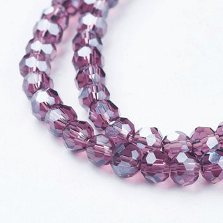 Glass Beads Pearl Luster Purple. (4mm Faceted Rounds).   Approx 100 Beads.