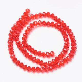 Crystal (Chinese) *Faceted Rondelle  (Red)   *8 x 6mm.  Approx 65 Beads.